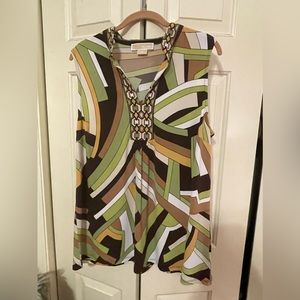 Lime green and brown MK top